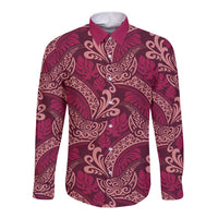 Sweet Pink Monstera Long Sleeve Button Shirt Polynesian Tribal Pattern LT01 Unisex Pink - Polynesian Pride