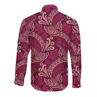 Sweet Pink Monstera Long Sleeve Button Shirt Polynesian Tribal Pattern LT01 - Polynesian Pride