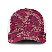 Sweet Pink Monstera Mesh Trucker Cap Polynesian Tribal Pattern LT01 One Size White Pink - Polynesian Pride
