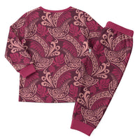 Sweet Pink Monstera Christmas Pajama Set Polynesian Tribal Pattern LT01 - Polynesian Pride