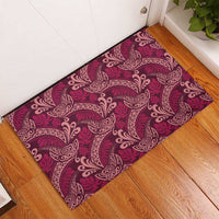 Sweet Pink Monstera Rubber Doormat Polynesian Tribal Pattern LT01 - Polynesian Pride