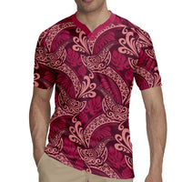 Sweet Pink Monstera Rugby Jersey Polynesian Tribal Pattern - Polynesian Pride