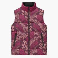 Sweet Pink Monstera Sleeveless Puffer Jacket Polynesian Tribal Pattern LT01 Unisex Pink - Polynesian Pride