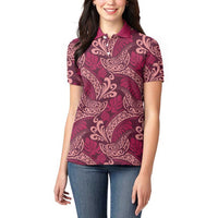 Sweet Pink Monstera Women Polo Shirt Polynesian Tribal Pattern LT01 - Polynesian Pride