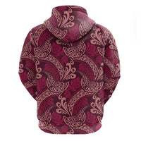 Sweet Pink Monstera Zip Hoodie Polynesian Tribal Pattern LT01 - Polynesian Pride