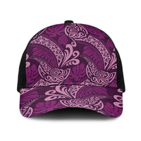 Royal Purple Monstera Baseball Net Cap Polynesian Tribal Pattern LT01 One Size Black Purple - Polynesian Pride