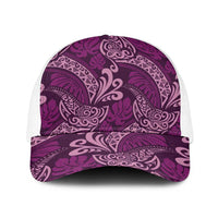 Royal Purple Monstera Baseball Net Cap Polynesian Tribal Pattern LT01 One Size White Purple - Polynesian Pride