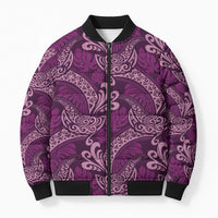 Royal Purple Monstera Bomber Puffer Jacket Polynesian Tribal Pattern LT01 Unisex Purple - Polynesian Pride