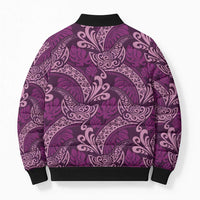 Royal Purple Monstera Bomber Puffer Jacket Polynesian Tribal Pattern LT01 - Polynesian Pride