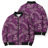 Royal Purple Monstera Bomber Puffer Jacket Polynesian Tribal Pattern LT01 - Polynesian Pride