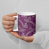 Royal Purple Monstera Ceramic Mug Polynesian Tribal Pattern - Polynesian Pride