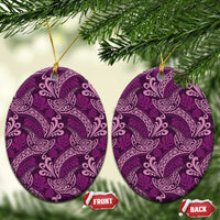 Royal Purple Monstera Ceramic Ornament Polynesian Tribal Pattern LT01 Oval Purple - Polynesian Pride