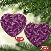 Royal Purple Monstera Ceramic Ornament Polynesian Tribal Pattern LT01 Heart Purple - Polynesian Pride