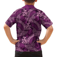 Royal Purple Monstera Family Matching Off The Shoulder Long Sleeve Dress and Hawaiian Shirt Polynesian Tribal Pattern - Polynesian Pride