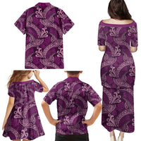 Royal Purple Monstera Family Matching Puletasi and Hawaiian Shirt Polynesian Tribal Pattern LT01 - Polynesian Pride