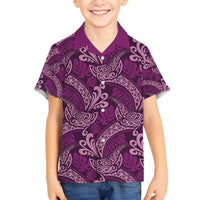 Royal Purple Monstera Family Matching Puletasi and Hawaiian Shirt Polynesian Tribal Pattern LT01 Son's Shirt Purple - Polynesian Pride