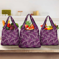 Royal Purple Monstera Grocery Bag Polynesian Tribal Pattern - Polynesian Pride