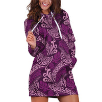 Royal Purple Monstera Hoodie Dress Polynesian Tribal Pattern LT01 Purple - Polynesian Pride