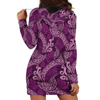 Royal Purple Monstera Hoodie Dress Polynesian Tribal Pattern LT01 - Polynesian Pride