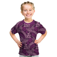 Royal Purple Monstera Kid T Shirt Polynesian Tribal Pattern LT01 Purple - Polynesian Pride