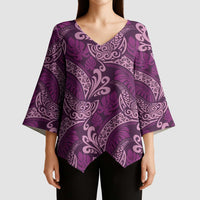 Royal Purple Monstera Kimono Sleeve Blouse Polynesian Tribal Pattern LT01 - Polynesian Pride