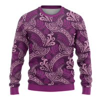 Royal Purple Monstera Ugly Christmas Sweater Polynesian Tribal Pattern - Polynesian Pride