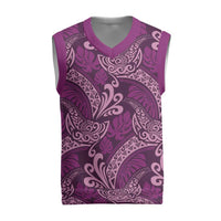 Royal Purple Monstera Christmas Knitted V-Neck Vest Polynesian Tribal Pattern LT01 Purple - Polynesian Pride
