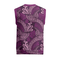 Royal Purple Monstera Christmas Knitted V-Neck Vest Polynesian Tribal Pattern LT01 - Polynesian Pride