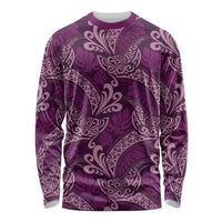 Royal Purple Monstera Long Sleeve Shirt Polynesian Tribal Pattern LT01 Unisex Purple - Polynesian Pride