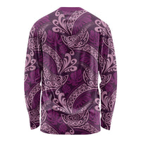 Royal Purple Monstera Long Sleeve Shirt Polynesian Tribal Pattern LT01 - Polynesian Pride