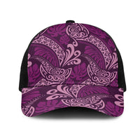 Royal Purple Monstera Mesh Trucker Cap Polynesian Tribal Pattern LT01 One Size Black Purple - Polynesian Pride