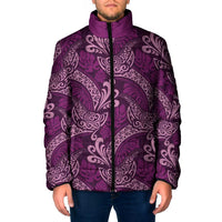 Royal Purple Monstera Padded Jacket Polynesian Tribal Pattern LT01 Men Purple - Polynesian Pride