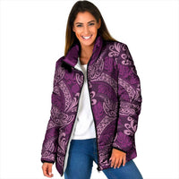 Royal Purple Monstera Padded Jacket Polynesian Tribal Pattern LT01 Women Purple - Polynesian Pride