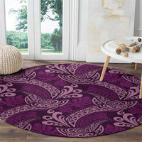 Royal Purple Monstera Round Carpet Polynesian Tribal Pattern - Polynesian Pride