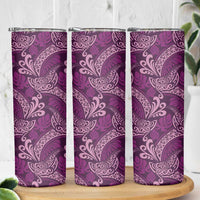 Royal Purple Monstera Skinny Tumbler Polynesian Tribal Pattern LT01 - Polynesian Pride