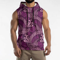 Royal Purple Monstera Sleeveless Hoodie Polynesian Tribal Pattern LT01 - Polynesian Pride