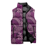 Royal Purple Monstera Sleeveless Puffer Jacket Polynesian Tribal Pattern LT01 - Polynesian Pride