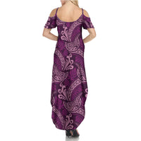 Royal Purple Monstera Summer Maxi Dress Polynesian Tribal Pattern - Polynesian Pride