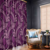 Royal Purple Monstera Window Curtain Polynesian Tribal Pattern - Polynesian Pride