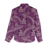Royal Purple Monstera Women Casual Shirt Polynesian Tribal Pattern - Polynesian Pride