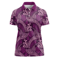 Royal Purple Monstera Women Polo Shirt Polynesian Tribal Pattern LT01 Female Purple - Polynesian Pride