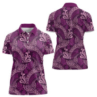 Royal Purple Monstera Women Polo Shirt Polynesian Tribal Pattern LT01 - Polynesian Pride