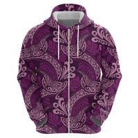 Royal Purple Monstera Zip Hoodie Polynesian Tribal Pattern LT01 - Polynesian Pride