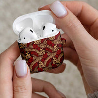 Luxury Red Monstera AirPods Case Polynesian Tribal Pattern LT01 - Polynesian Pride