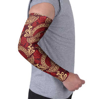 Luxury Red Monstera Arm Sleeves Polynesian Tribal Pattern LT01 - Polynesian Pride