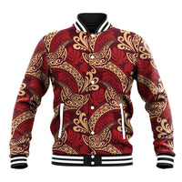 Luxury Red Monstera Baseball Jacket Polynesian Tribal Pattern LT01 Unisex Red - Polynesian Pride