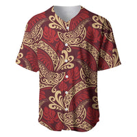 Luxury Red Monstera Baseball Jersey Polynesian Tribal Pattern LT01 Red - Polynesian Pride