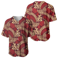 Luxury Red Monstera Baseball Jersey Polynesian Tribal Pattern LT01 - Polynesian Pride