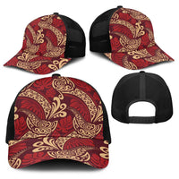 Luxury Red Monstera Baseball Net Cap Polynesian Tribal Pattern LT01 - Polynesian Pride
