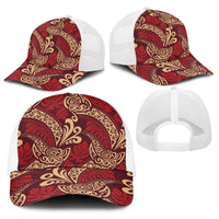 Luxury Red Monstera Baseball Net Cap Polynesian Tribal Pattern LT01 - Polynesian Pride